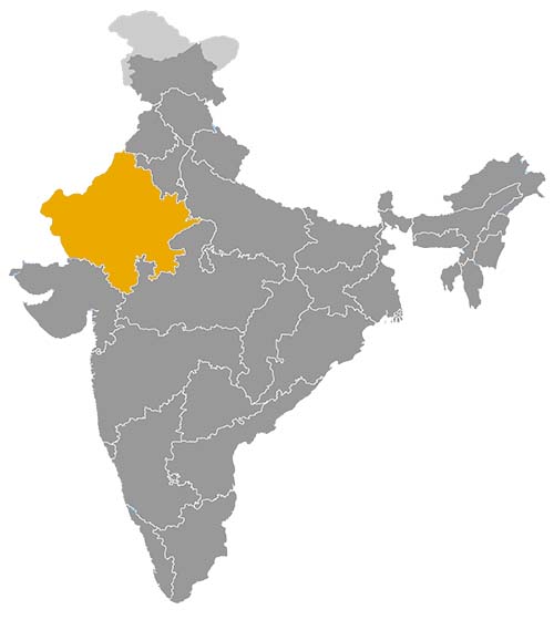 Inde • |0734/1947| • dynastie Sisodia: carte